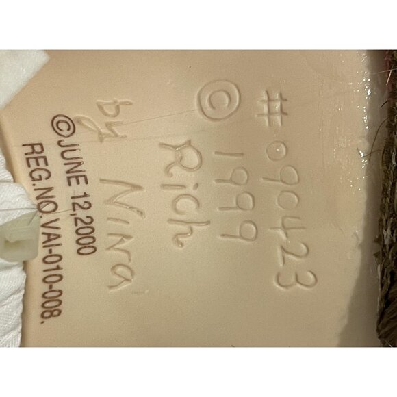 Vintage Baby Doll 1999 Nina Rich Pink Dress Brown Hair Lace Bonnet - Picture 7 of 11